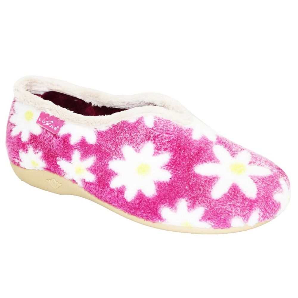 Lunar Womens/Ladies Daisy Slippers / Pink